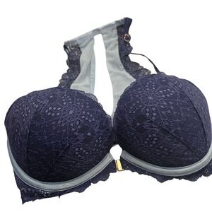 Victoria's Secret Pink Date Push Up Bra Lace Blue‎ Pink 32DD E70